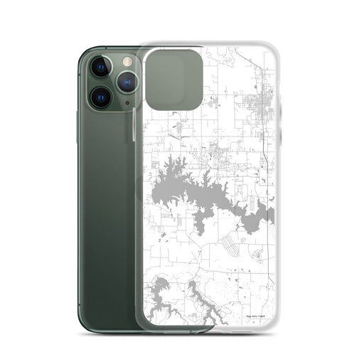 Custom Crab Orchard Lake Illinois Map Phone Case in Classic on Table with Laptop and Plant
