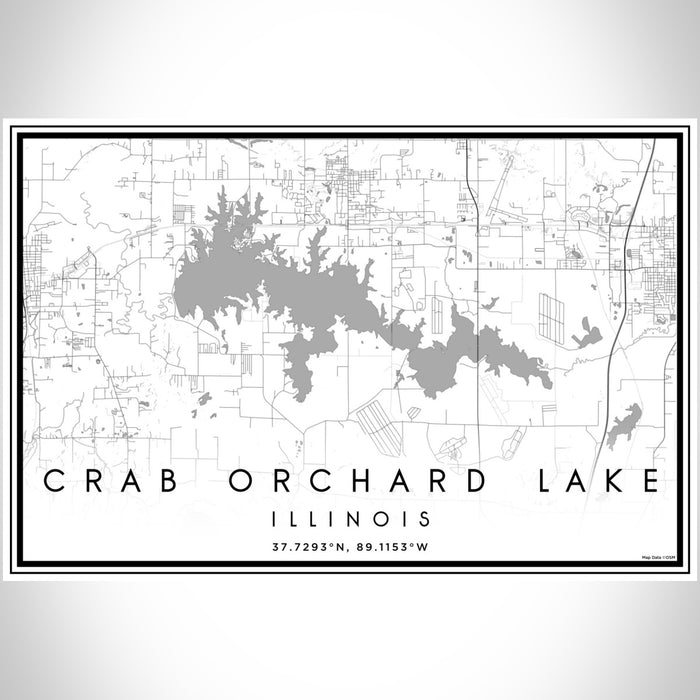 Crab Orchard Lake Illinois Map Print Landscape Orientation in Classic Style With Shaded Background