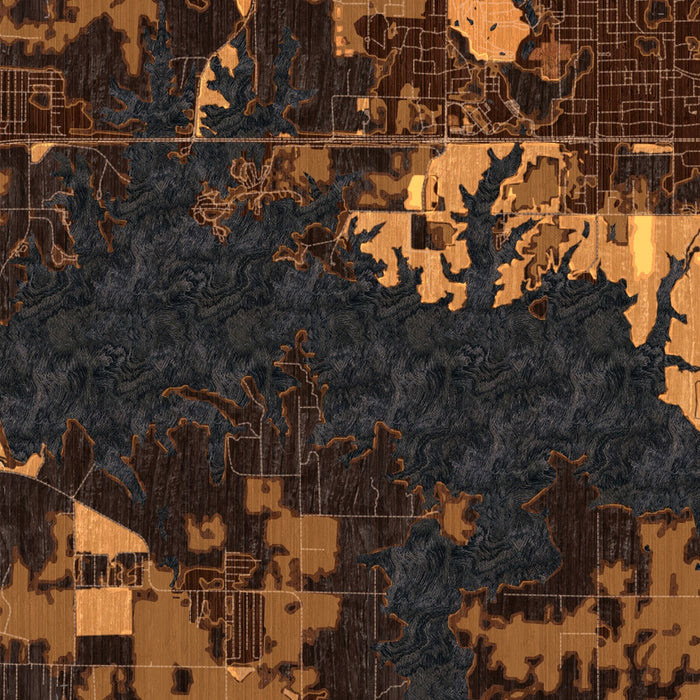 Crab Orchard Lake Illinois Map Print in Ember Style Zoomed In Close Up Showing Details
