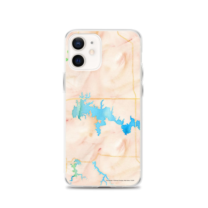 Custom Crab Orchard Lake Illinois Map iPhone 12 Phone Case in Watercolor