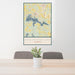 24x36 Crab Orchard Lake Illinois Map Print Portrait Orientation in Woodblock Style Behind 2 Chairs Table and Potted Plant