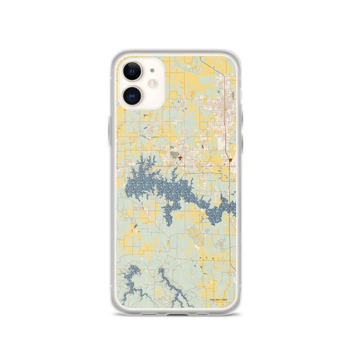 Custom Crab Orchard Lake Illinois Map Phone Case in Woodblock