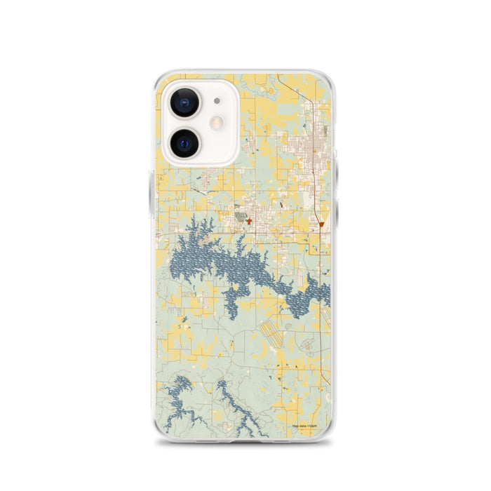 Custom Crab Orchard Lake Illinois Map iPhone 12 Phone Case in Woodblock