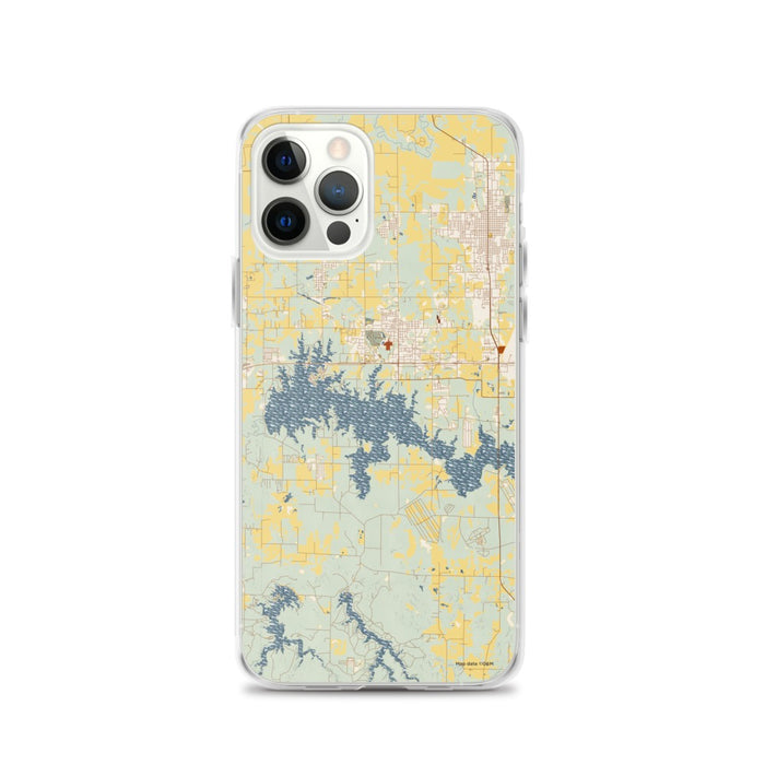 Custom Crab Orchard Lake Illinois Map iPhone 12 Pro Phone Case in Woodblock