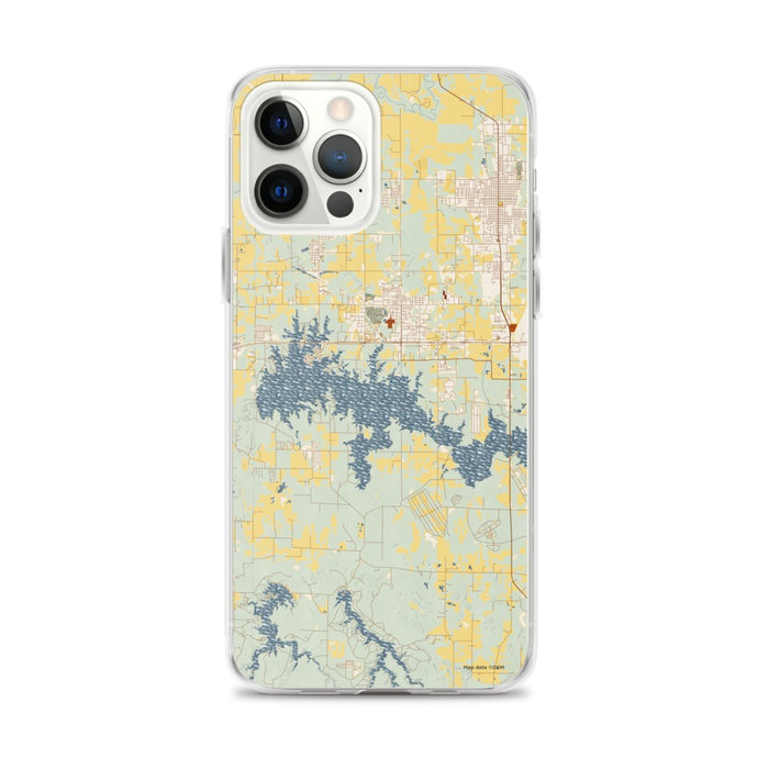 Custom Crab Orchard Lake Illinois Map iPhone 12 Pro Max Phone Case in Woodblock