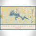 Crab Orchard Lake Illinois Map Print Landscape Orientation in Woodblock Style With Shaded Background