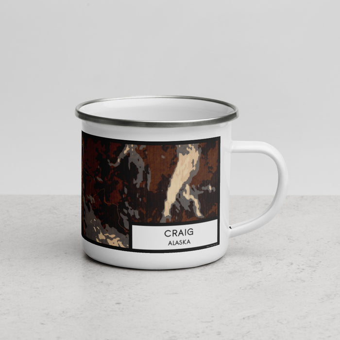 Right View Custom Craig Alaska Map Enamel Mug in Ember