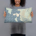 Person holding 20x12 Custom Craig Alaska Map Throw Pillow in Woodblock
