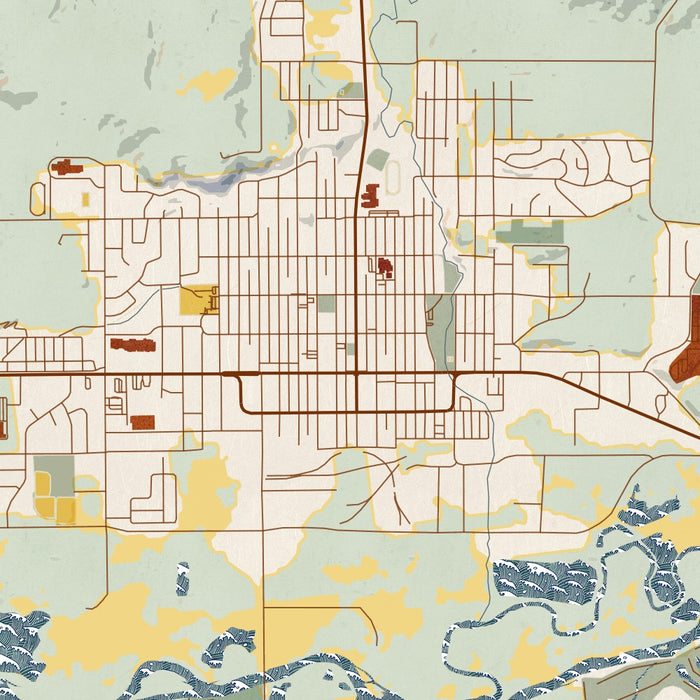 Craig Colorado Map Print in Woodblock Style Zoomed In Close Up Showing Details