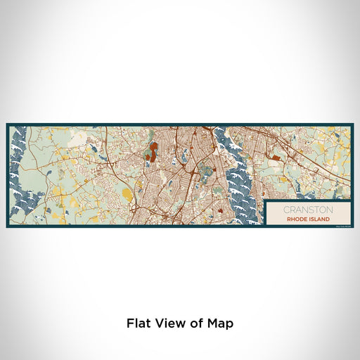 Flat View of Map Custom Cranston Rhode Island Map Enamel Mug in Woodblock