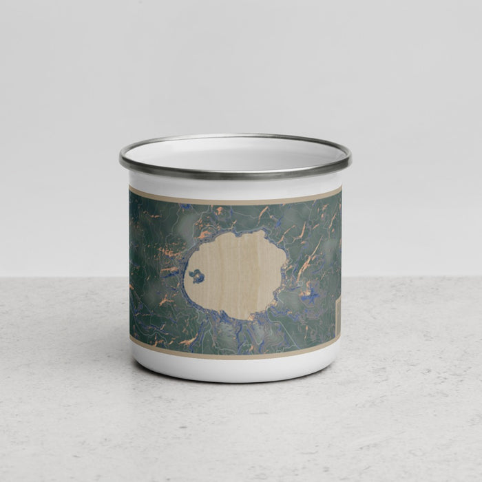 Front View Custom Crater Lake National Park Map Enamel Mug in Afternoon