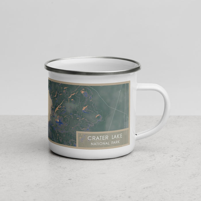 Right View Custom Crater Lake National Park Map Enamel Mug in Afternoon