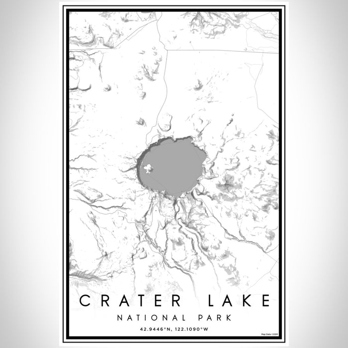 Crater Lake National Park Map Print Portrait Orientation in Classic Style With Shaded Background