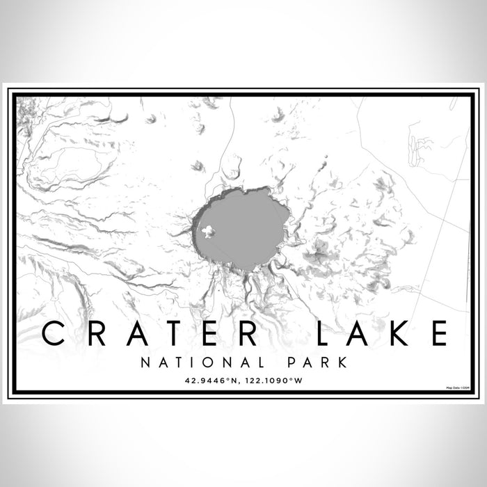 Crater Lake National Park Map Print Landscape Orientation in Classic Style With Shaded Background