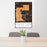 24x36 Crater Lake National Park Map Print Portrait Orientation in Ember Style Behind 2 Chairs Table and Potted Plant
