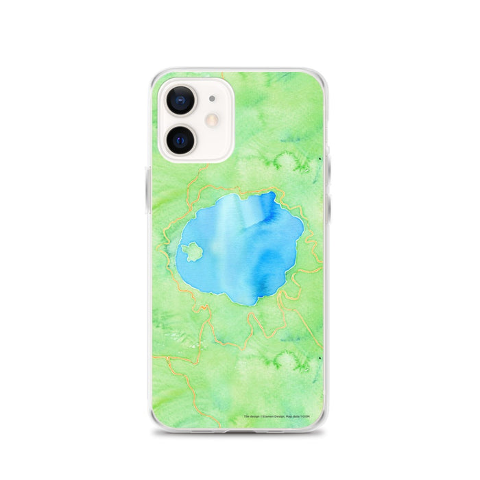 Custom Crater Lake National Park Map iPhone 12 Phone Case in Watercolor