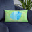 Custom Crater Lake National Park Map Throw Pillow in Watercolor on Blue Colored Chair