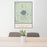 24x36 Crater Lake National Park Map Print Portrait Orientation in Woodblock Style Behind 2 Chairs Table and Potted Plant