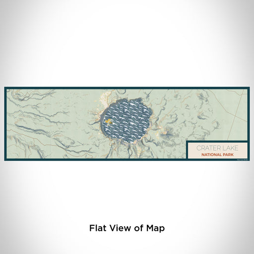 Flat View of Map Custom Crater Lake National Park Map Enamel Mug in Woodblock