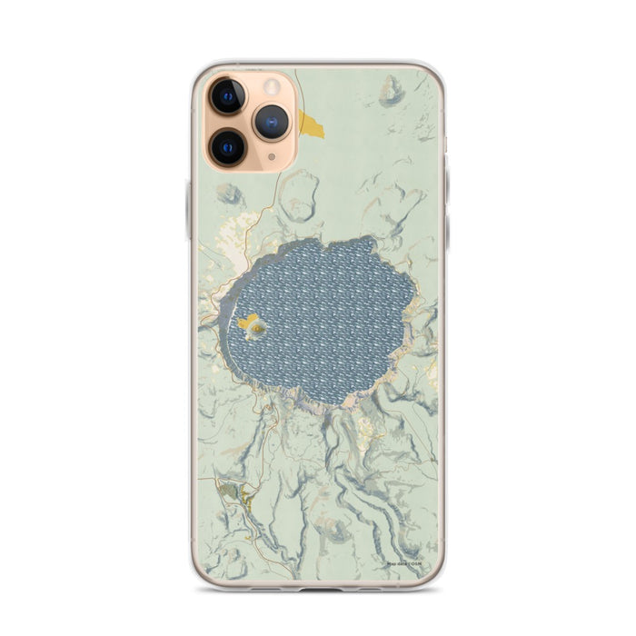 Custom Crater Lake National Park Map Phone Case in Woodblock