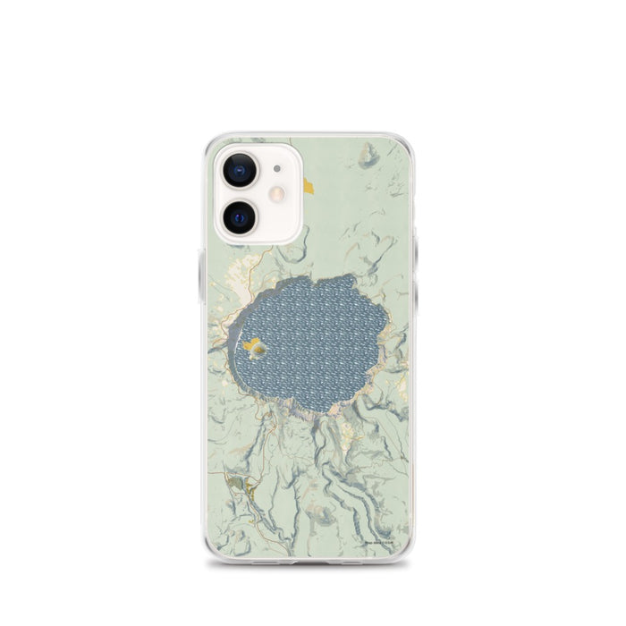 Custom Crater Lake National Park Map iPhone 12 mini Phone Case in Woodblock