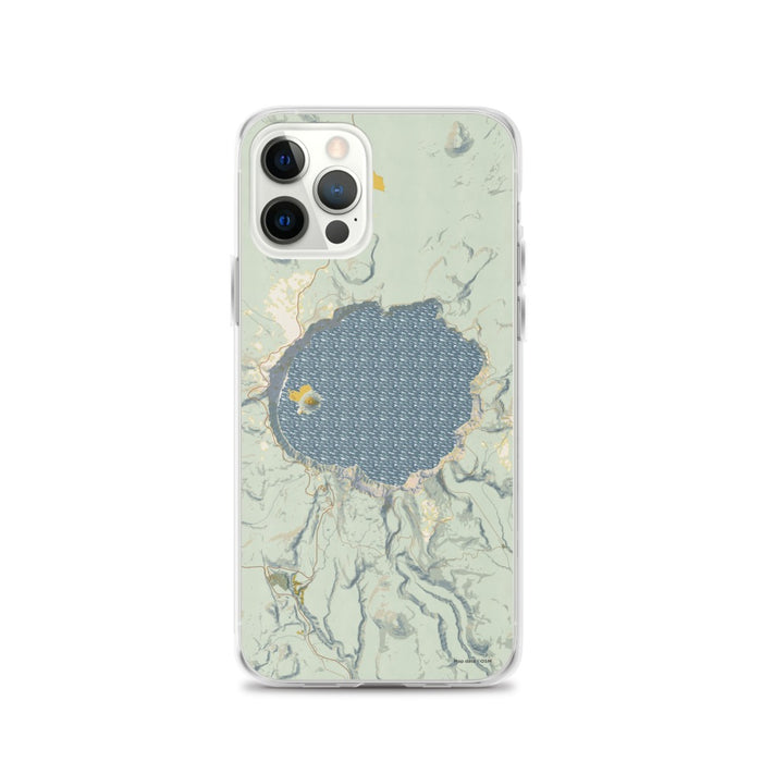Custom Crater Lake National Park Map iPhone 12 Pro Phone Case in Woodblock