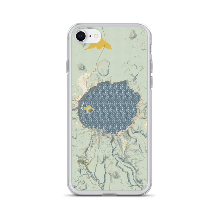 Custom Crater Lake National Park Map iPhone SE Phone Case in Woodblock