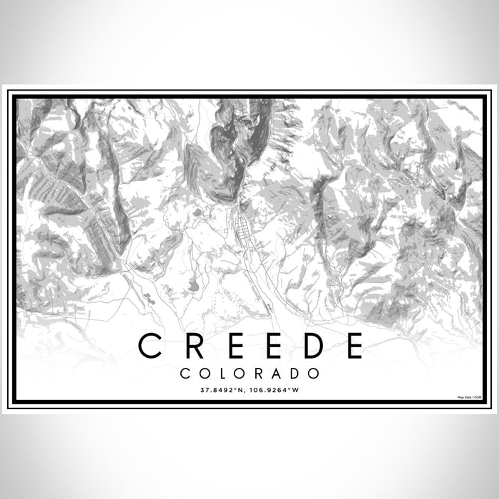 Creede Colorado Map Print Landscape Orientation in Classic Style With Shaded Background