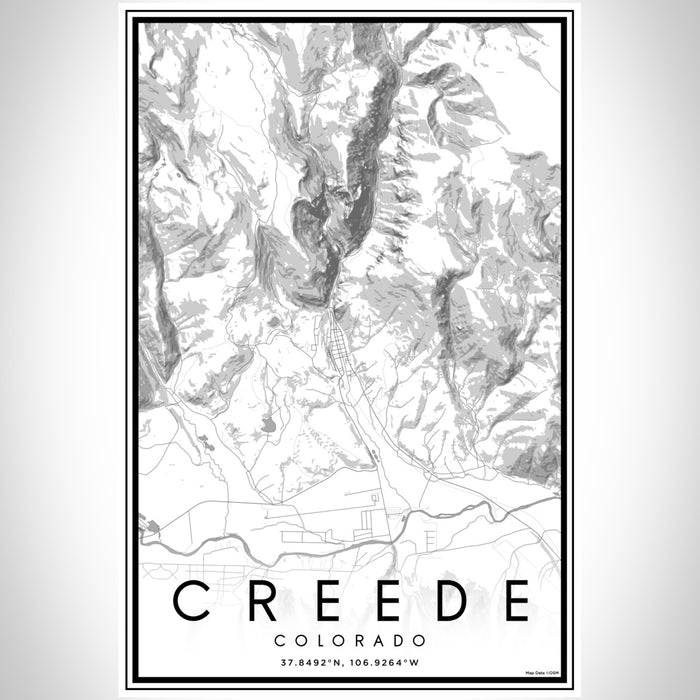 Creede Colorado Map Print Portrait Orientation in Classic Style With Shaded Background