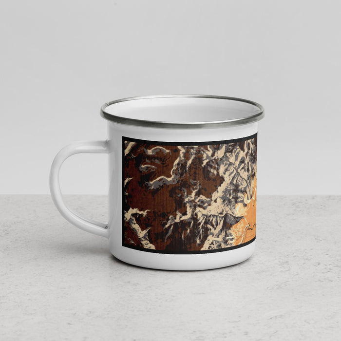 Left View Custom Creede Colorado Map Enamel Mug in Ember