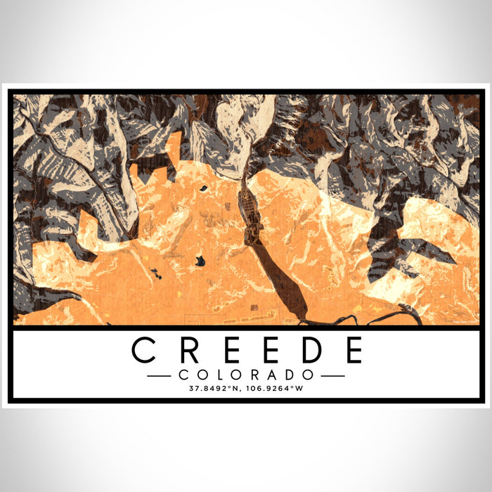 Creede Colorado Map Print Landscape Orientation in Ember Style With Shaded Background