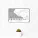 12x18 Crescent City California Map Print Landscape Orientation in Classic Style With Small Cactus Plant in White Planter