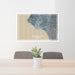 24x36 Crescent City California Map Print Lanscape Orientation in Afternoon Style Behind 2 Chairs Table and Potted Plant