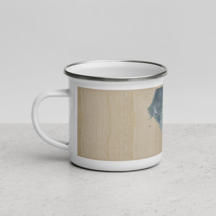 Left View Custom Crescent City California Map Enamel Mug in Afternoon