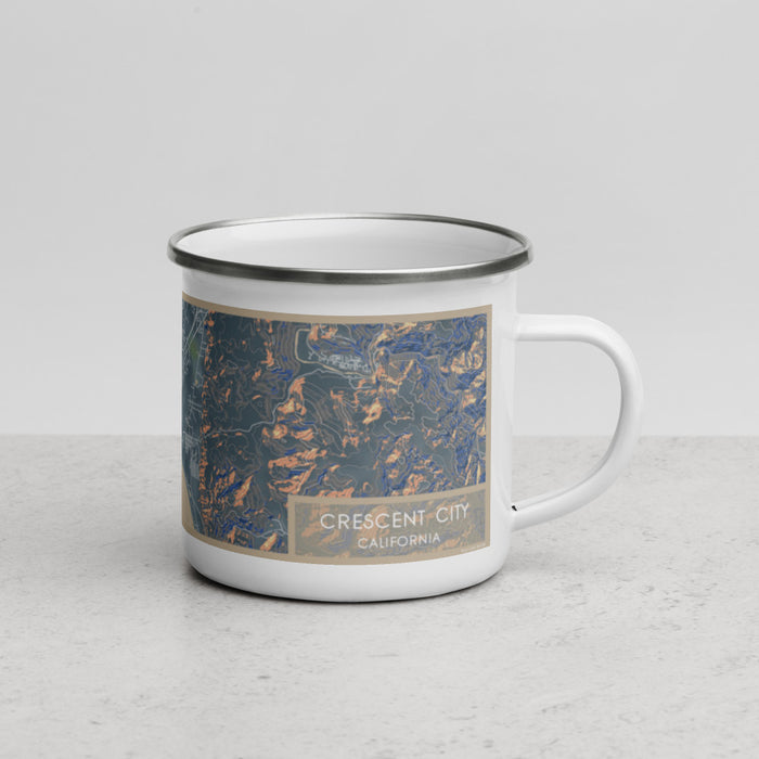 Right View Custom Crescent City California Map Enamel Mug in Afternoon