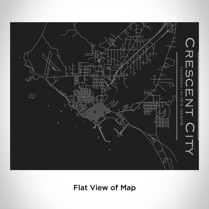 Rendered View of Crescent City California Map Engraving on 20oz Stainless Steel Insulated Bottle with Bamboo Top in Black