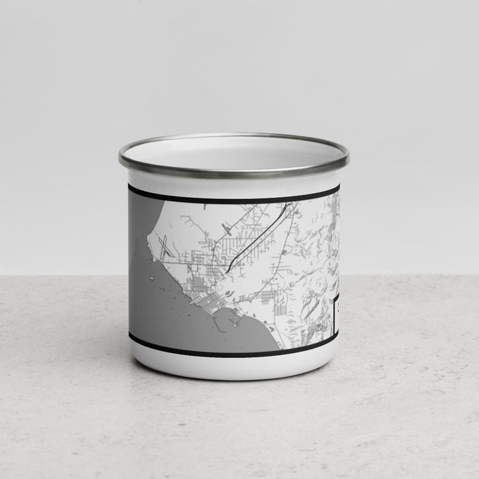 Front View Custom Crescent City California Map Enamel Mug in Classic