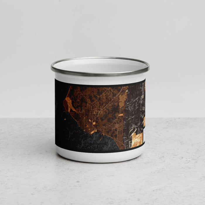Front View Custom Crescent City California Map Enamel Mug in Ember