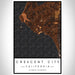 Crescent City California Map Print Portrait Orientation in Ember Style With Shaded Background