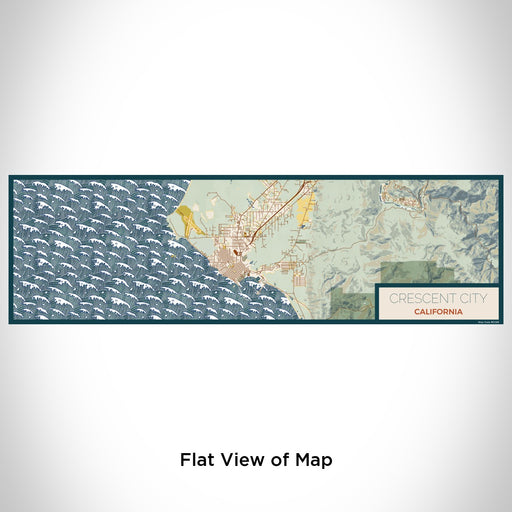 Flat View of Map Custom Crescent City California Map Enamel Mug in Woodblock
