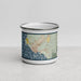 Front View Custom Crescent City California Map Enamel Mug in Woodblock