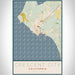 Crescent City California Map Print Portrait Orientation in Woodblock Style With Shaded Background