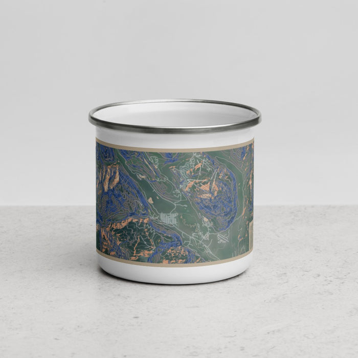 Front View Custom Crested Butte Colorado Map Enamel Mug in Afternoon
