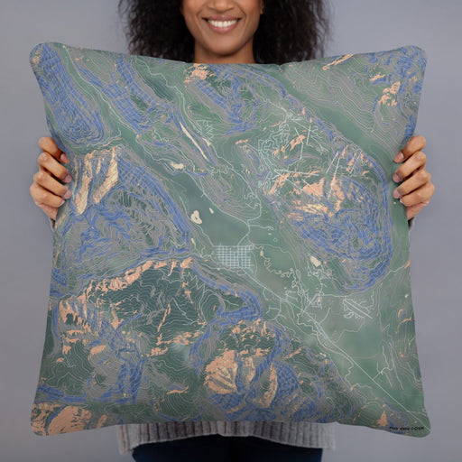 Person holding 22x22 Custom Crested Butte Colorado Map Throw Pillow in Afternoon