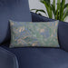 Custom Crested Butte Colorado Map Throw Pillow in Afternoon on Blue Colored Chair