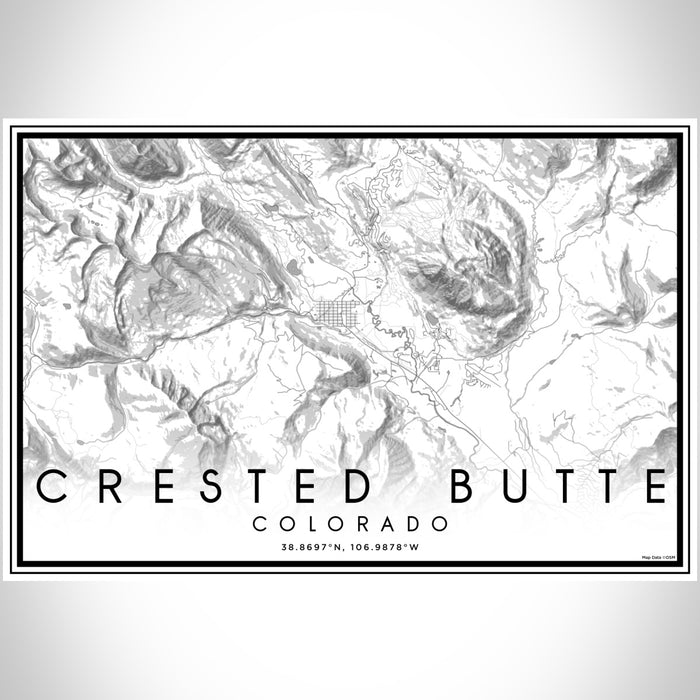 Crested Butte Colorado Map Print Landscape Orientation in Classic Style With Shaded Background