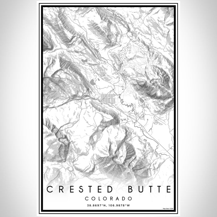 Crested Butte Colorado Map Print Portrait Orientation in Classic Style With Shaded Background