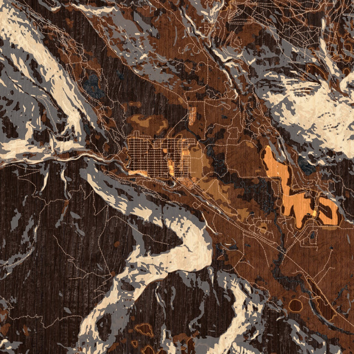 Crested Butte Colorado Map Print in Ember Style Zoomed In Close Up Showing Details