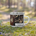 Right View Custom Crested Butte Colorado Map Enamel Mug in Ember on Grass With Trees in Background
