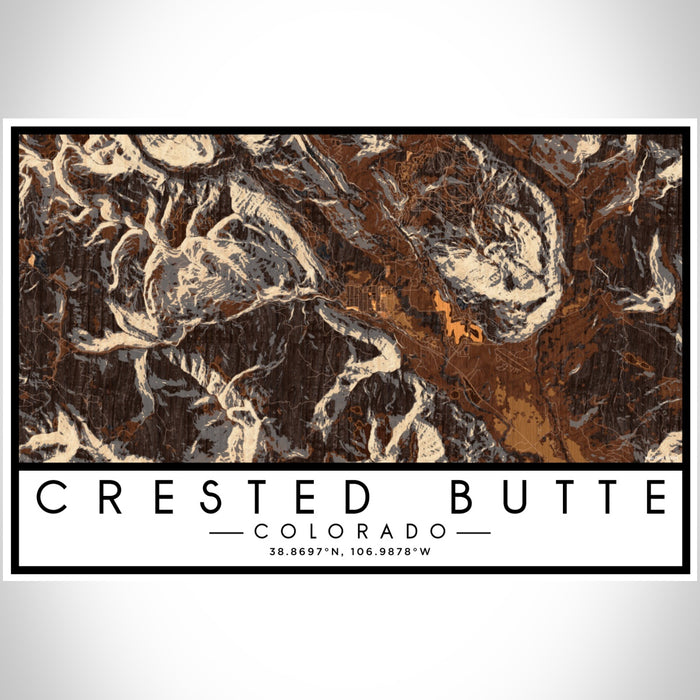 Crested Butte Colorado Map Print Landscape Orientation in Ember Style With Shaded Background